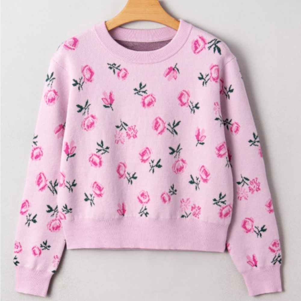 ⭐️Saddle up Pink Rose Sweater - Picture 3 of 3